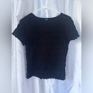 Old Navy Black Smocked Short Sleeve Top